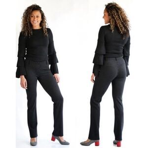 NEW Betabrand Classic Dress Pant Yoga Pants Straight-Leg Black Pinstripe Size M